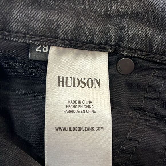 Hudson Jean Shorts Women 28 Black Wash Denim Cutoff Mid rise Raw Frayed Hem - Picture 6 of 8